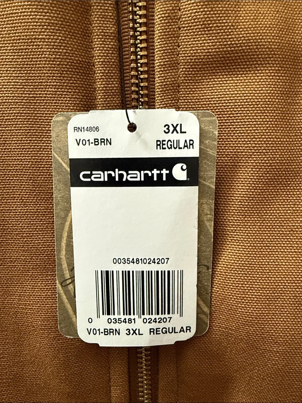 Carhartt Brown Durable Insulated Duck Vest with Fluke Patch